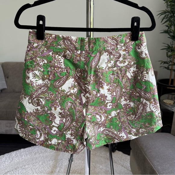 L'AGENCE Vittoria Green Paisley High Waisted Shorts Size 4 - Picture 6 of 14